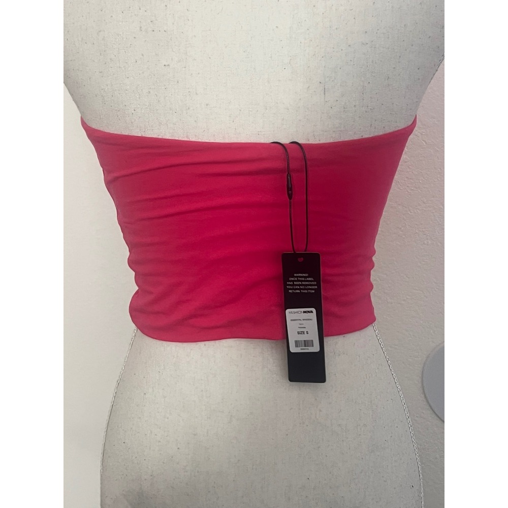 Fashion Nova Women Hot Pink Essential Strapless Tube Top Size Small NWT - Picture 3 of 5